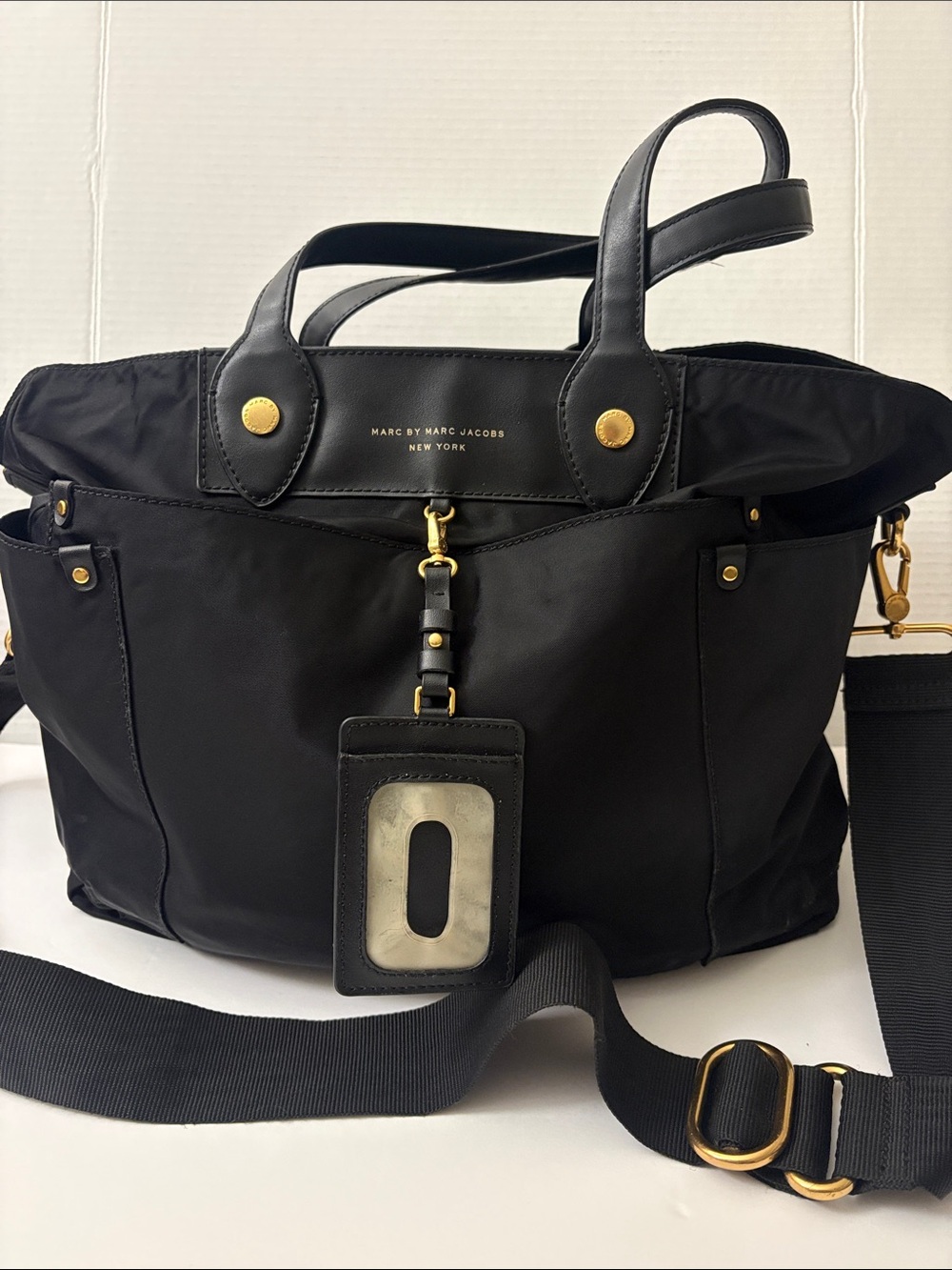 Marc by Marc Jacobs Black Nylon Preppy Baby Tote Bag Detachable Strap